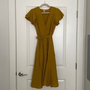 Target A New Day Mustard Ruffle Sleeve Midi Dress